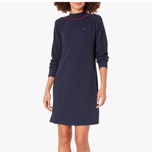 Tommy Hilfiger Women's Mock Turtle Neck Dress Dark Blue Navy Size XS Ultra Soft - Picture 9 of 9